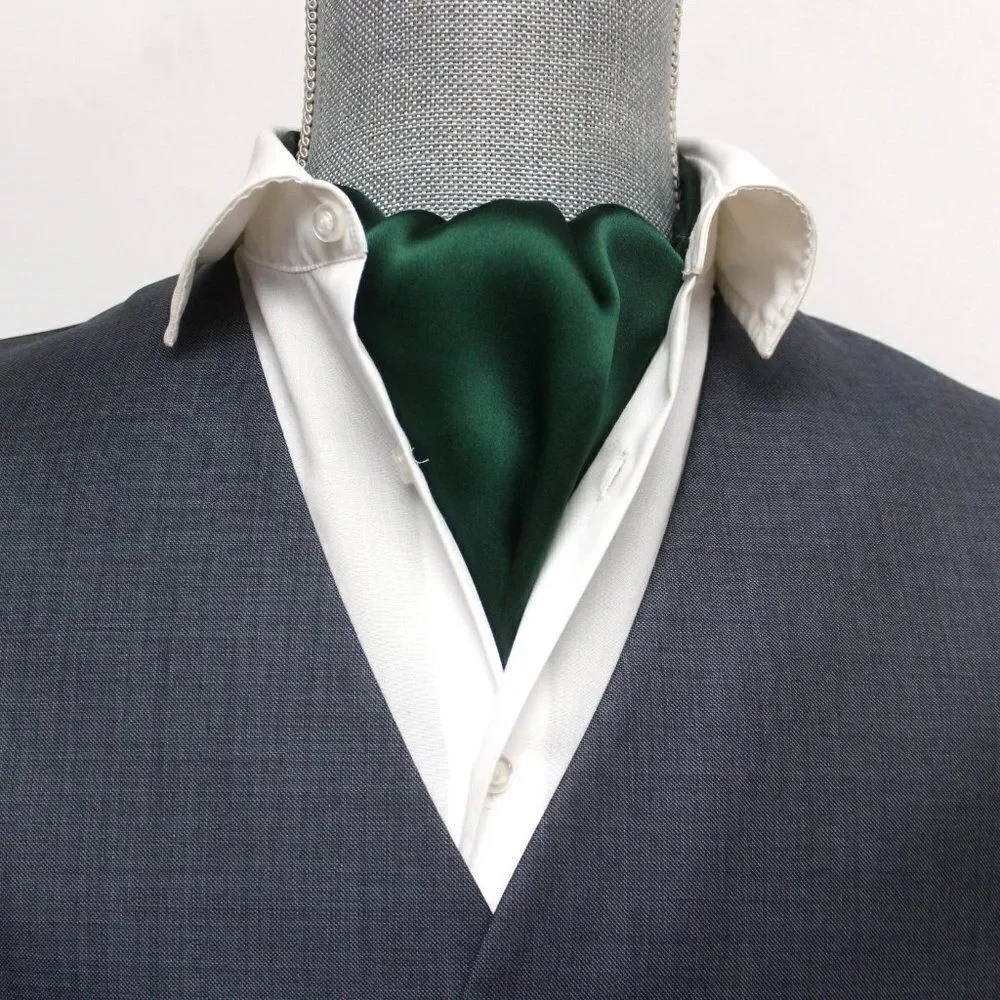 Silk Men's‎ Cravat Ascot Gift Box A196 Emerald green
